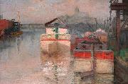 Carl Wagner Coal Barges on the Lower Schuylkill Sweden oil painting artist